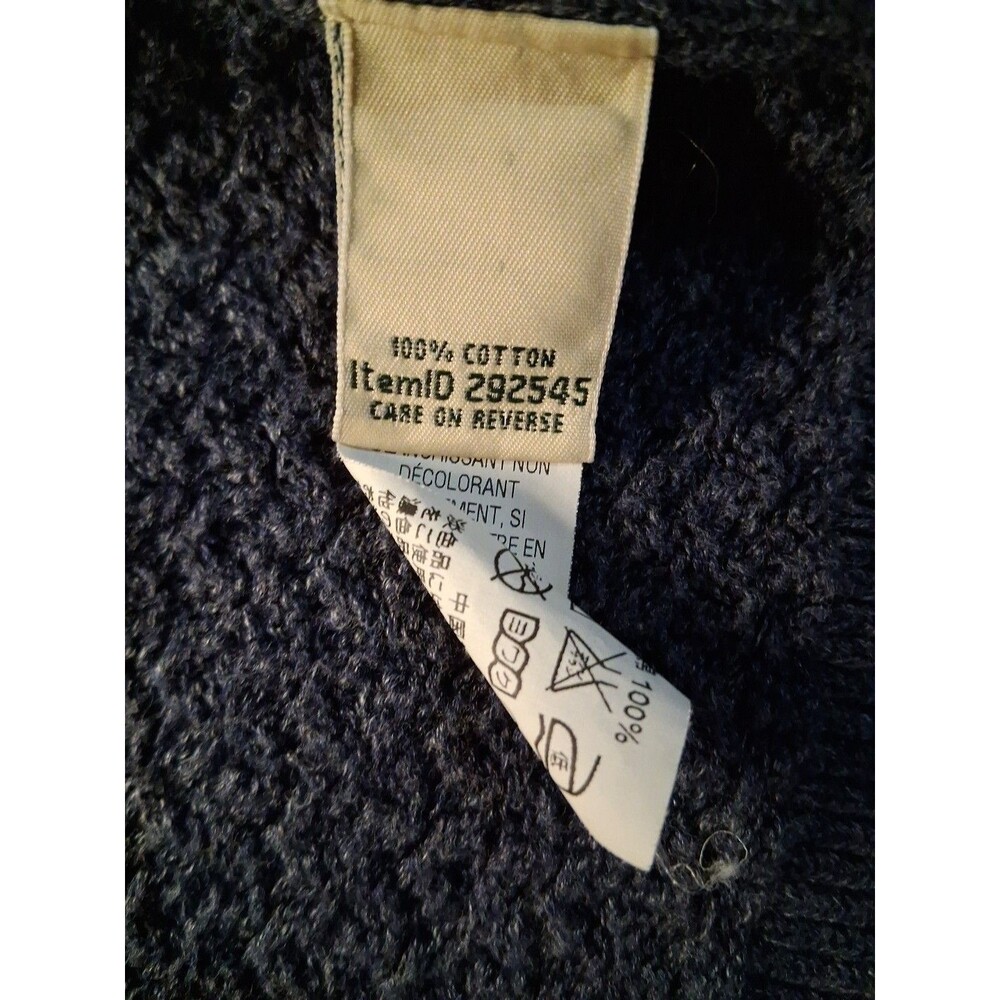 LL Bean Open Front Cardigan Sweater Blue 100% Cotton Knit Medium - Picture 4 of 5